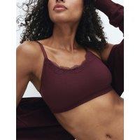 M&S Jasmine Lace Non Wired Seamfree Crop Top Dark Wine