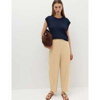 M&S Cotton Rich Crease Front Barrel Leg Chinos Beige