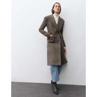 Autograph Wool Rich Herringbone Tailored Coat Brown Mix