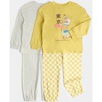M&S Kids' 2 Pack Tokyo Graphic Pyjama Sets (1-8 Yrs) Yellow Mix