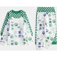 M&S Kids' 2 Pack Waffle Graphic Pyjama Sets (1-8 Yrs) Green Mix