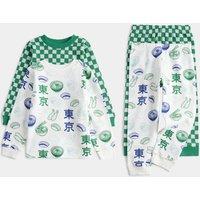 M&S Kids' 2 Pack Waffle Graphic Pyjama Sets (1-8 Yrs) Green Mix