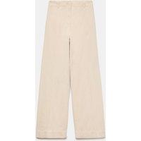 M&S Pure Cotton Wide Leg Trousers Oatmeal
