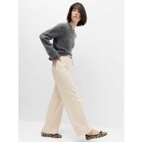 M&S Pure Cotton Wide Leg Trousers Oatmeal