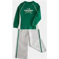 M&S Pure Cotton Sports Style Slogan Pyjamas (1-8 Yrs) Green Mix