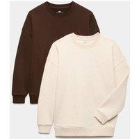 M&S 2 Pack Cotton Rich Plain Sweatshirts (6-16 Yrs) Brown Mix