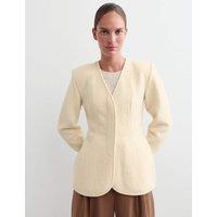 JAEGER Pure Wool Waisted Jacket Oatmeal