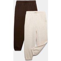 M&S 2 Pack Cotton Rich Plain Joggers (6-16 Yrs) Brown Mix