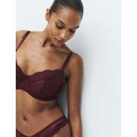 M&S Jasmine Lace Wired Balcony Bra F-H Dark Wine