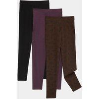 M&S 3 Pack Cotton Rich Print Leggings (6-16 Yrs) Multi