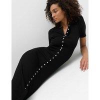 M&S Cotton Rich Ribbed Midi Column Dress Black