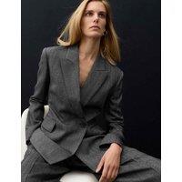 Autograph Pure Wool Single Breasted Waisted Blazer Grey