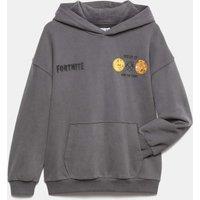 M&S Pure Cotton Fortnite Graphic Hoodie (6-16 Yrs) Dark Grey
