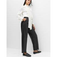 M&S Faux Leather Pintuck Barrel Leg Trousers Black