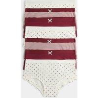 M&S 7 Pack Cotton Rich Star Stripe Shorts (5-16 Yrs) Burgundy Mix