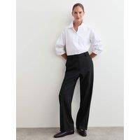 JAEGER Pure Wool Straight Leg Trousers Black
