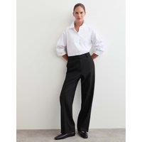 JAEGER Pure Wool Straight Leg Trousers Black
