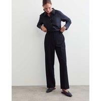 JAEGER Pure Wool Straight Leg Trousers Navy