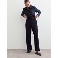 JAEGER Pure Wool Straight Leg Trousers Navy