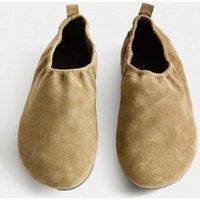 M&S Suede Flat Ballet Pumps Khaki