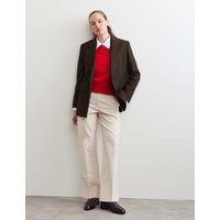 JAEGER Pure Wool Tailored Herringbone Blazer Chocolate Mix
