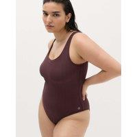 Goodmove Tummy Control Textured Padded Scoop Back Swimsuit Mulberry