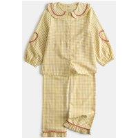 M&S Pure Cotton Frill Checked Pyjamas (9 Mths - 8 Yrs) Yellow Mix