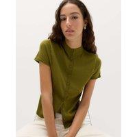 M&S Pure Merino Wool Short Sleeve Cardigan Moss