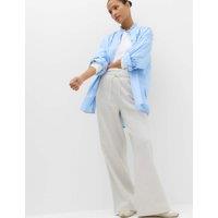 M&S Cotton Rich Wide Leg Joggers Grey Marl