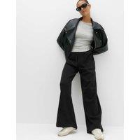 M&S Cotton Rich Wide Leg Joggers Black