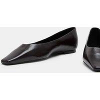M&S Leather Chisel Toe Ballet Pumps Wine