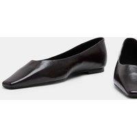 M&S Leather Chisel Toe Ballet Pumps Wine