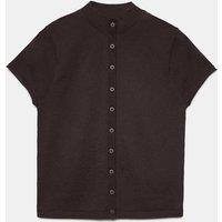 M&S Pure Merino Wool Short Sleeve Cardigan Bitter Chocolate