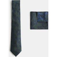 M&S Floral Pure Silk Tie & Pocket Square Set Khaki