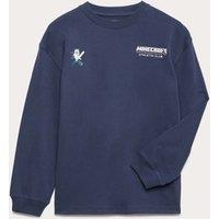 M&S Pure Cotton Minecraft Top (6-16 Yrs) Navy