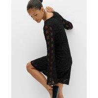 M&S Jersey Lace Mini Skater Dress Black