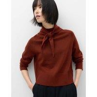 M&S Air-Yarn Tie High Neck Jumper Chestnut