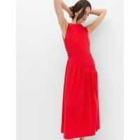 M&S Jersey Ruched Midaxi Drop Waist Dress Chilli
