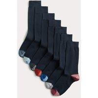 M&S 7 Pack Cool & Fresh Colour Block Cotton Rich Socks Navy Mix