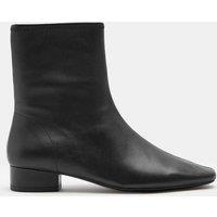 M&S Leather Block Heel Chisel Toe Sock Boots Black