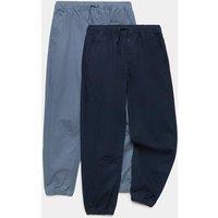 M&S 2 Pack Pure Cotton Ripstop Joggers (6-14 Yrs) Navy Mix