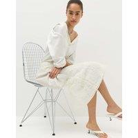 M&S Textured Midi A-Line Skirt Soft White