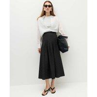 M&S Cotton Rich Checked Button Detail Maxi Skirt Black Mix