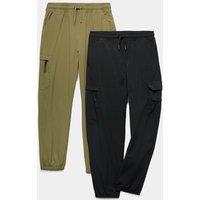 M&S 2 Pack Cargo Trousers (6-16 Yrs) Khaki Mix