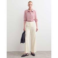 JAEGER Pure Wool Crepe Wide Leg Trousers Ivory