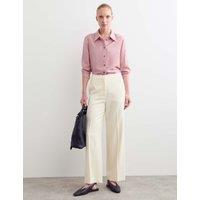 JAEGER Pure Wool Crepe Wide Leg Trousers Ivory
