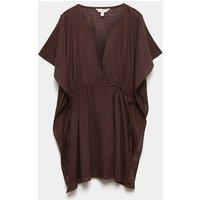 M&S Pure Cotton Tie Detail Mini Kaftan Dress Peat