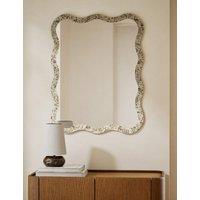 M&S Dappled Effect Scalloped Wall Mirror Brown
