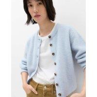 M&S Alpaca Blend Crew Neck Cardigan Faded Blue