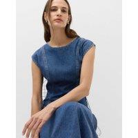 M&S Pure Cotton Denim Midi Column Dress Denim